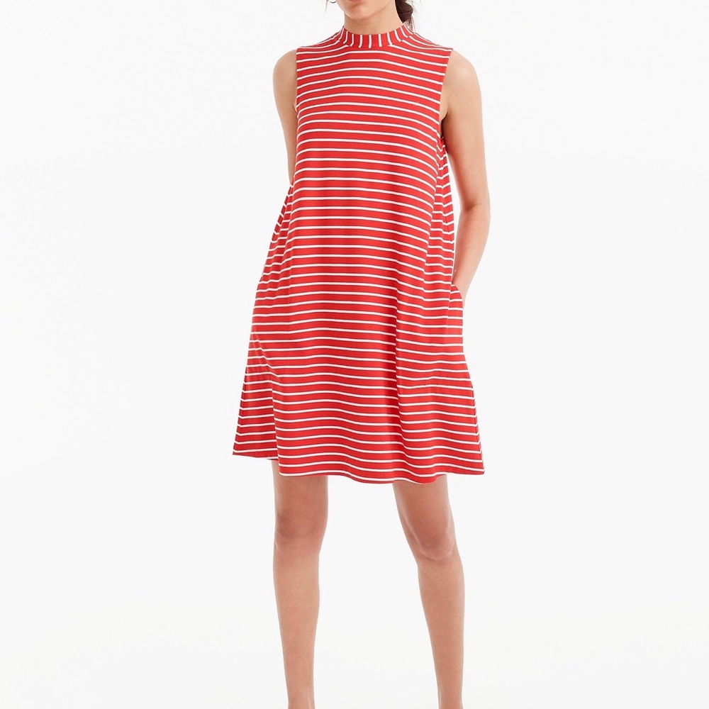 J Crew swingy sleeveless dress in red stripe M